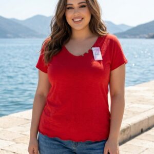 Camiseta algodón 3 botones mediana manga corta